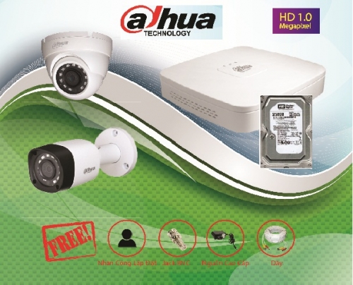 Trọn bộ Camera Dahua 3 mắt HD 1.0M